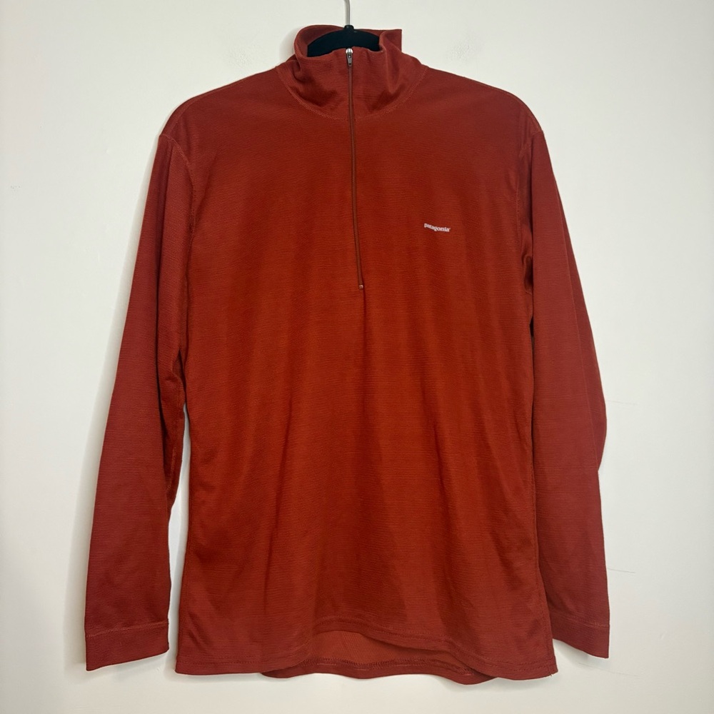 Patagonia Capilene M‎ Rust Red Quarter Zip Base Layer Shirt 100% Polyester